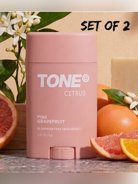 {2 Pack} TONE Citrus Aluminum Free Deoderant Pink Grapefruit 2.65 oz each NEW